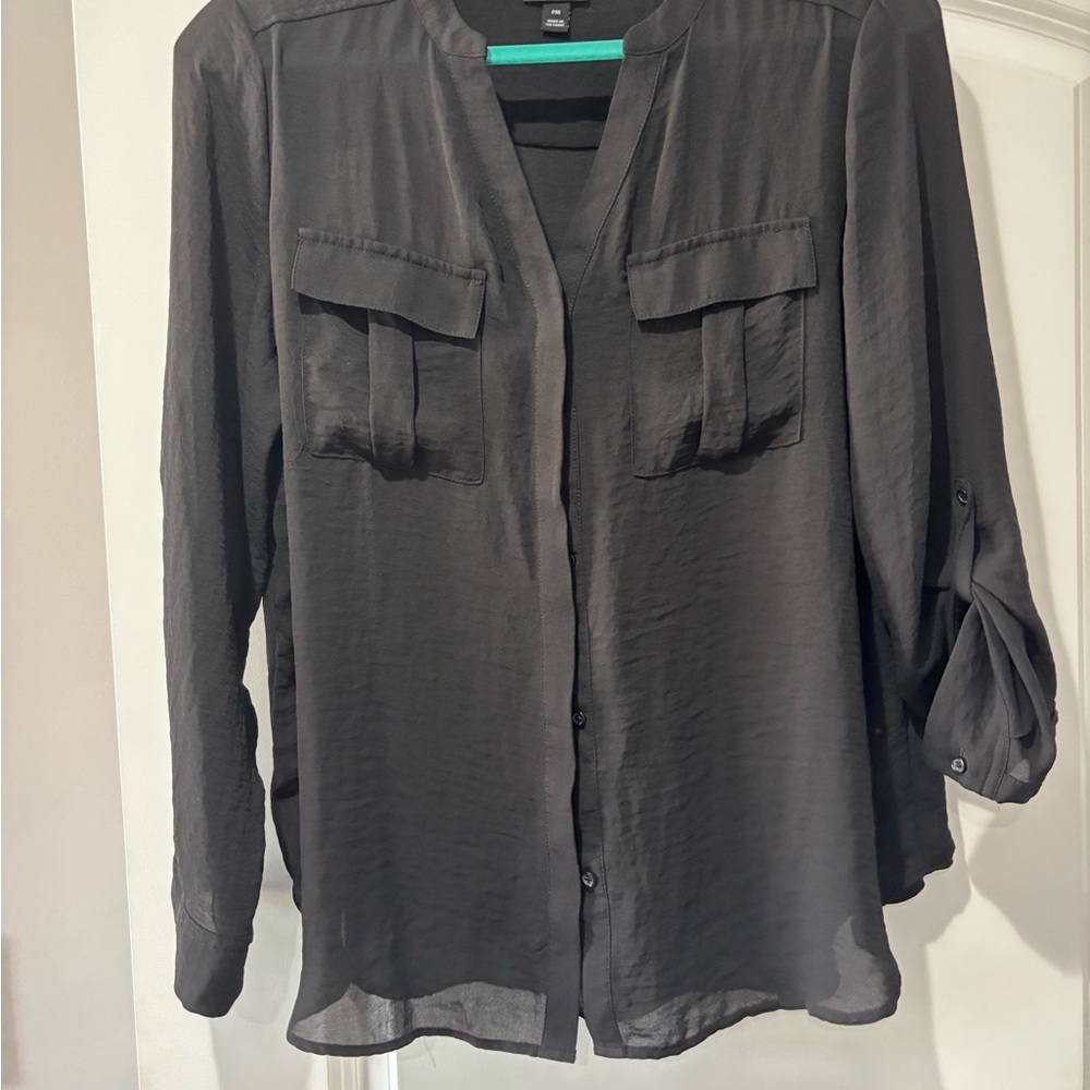 a.n.a Black Sheer Women's Blouse